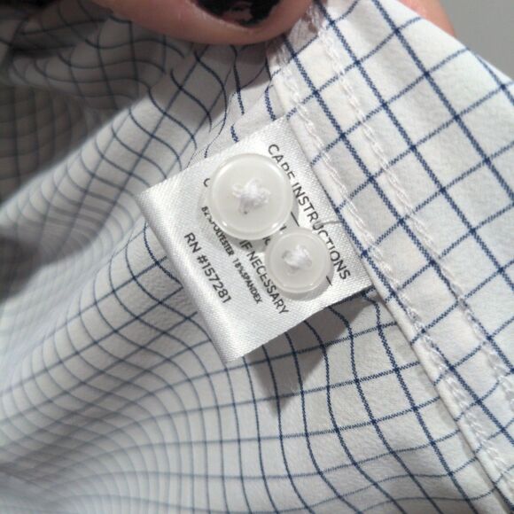 Mizzen Main Mens Windowpane LS Trim Fit Button Up Size XL White Travel Casual - Picture 5 of 11